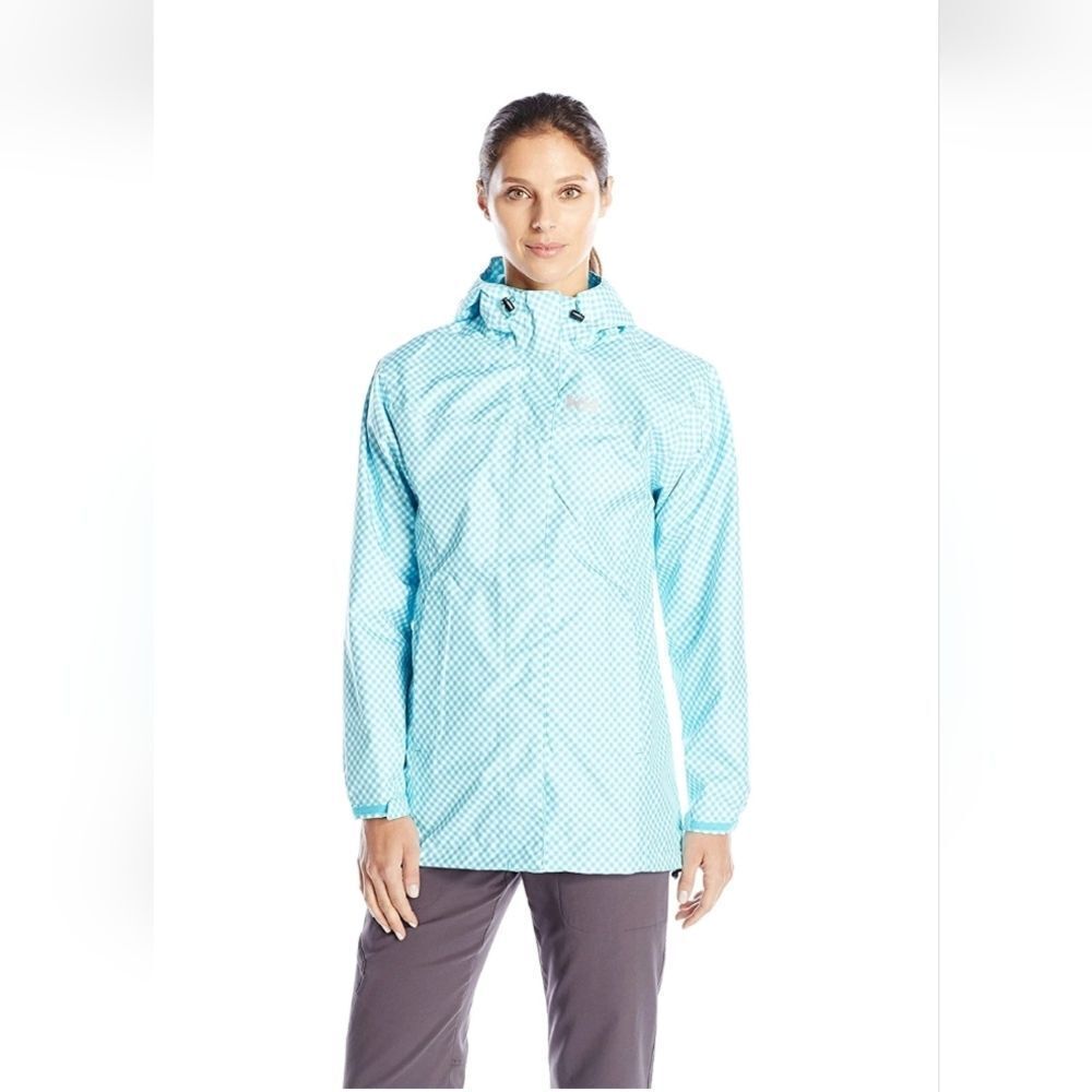 Helly Hansen Women's Bellevue Waterproof Jacket Teal Gingham Plaid Size XS